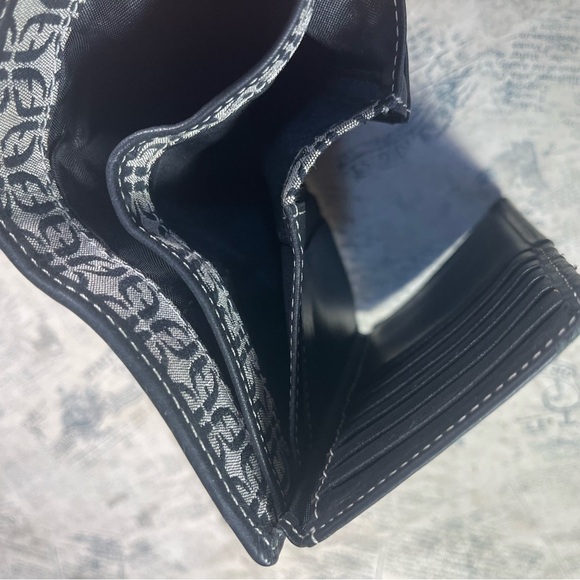 Fossil Wallet Trifold Canvas Monogram Brown Leather - Picture 8 of 10